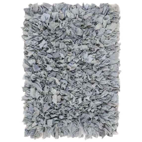 SAFAVIEH Rio Dallas Geometric Polyester Shag Area Rug, Light Grey, 3' x 5'