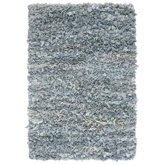 SAFAVIEH Rio Dallas Geometric Polyester Shag Area Rug, Light Grey, 4' x 6'