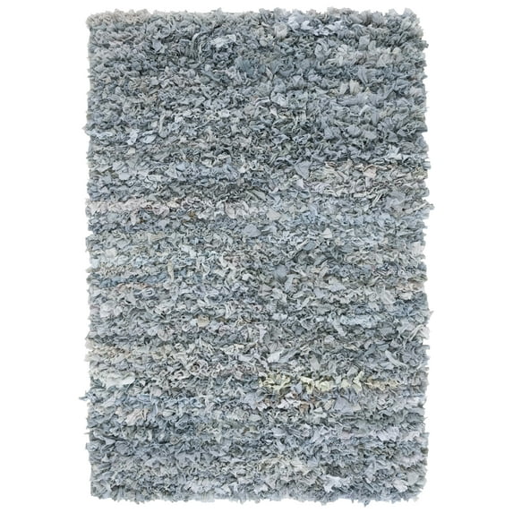 SAFAVIEH Rio Dallas Geometric Polyester Shag Area Rug, Light Grey, 5' x 8'