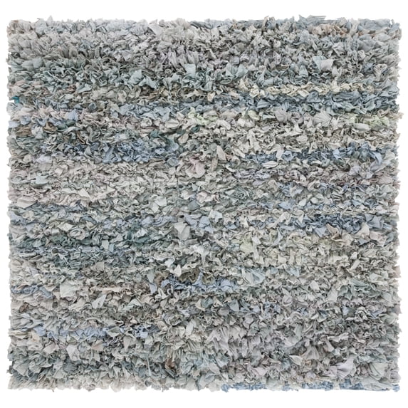 SAFAVIEH Rio Dallas Geometric Polyester Shag Area Rug, Light Grey, 6' x 6' Square