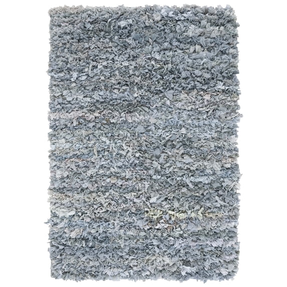 SAFAVIEH Rio Dallas Geometric Polyester Shag Area Rug, Light Grey, 8' x 10'