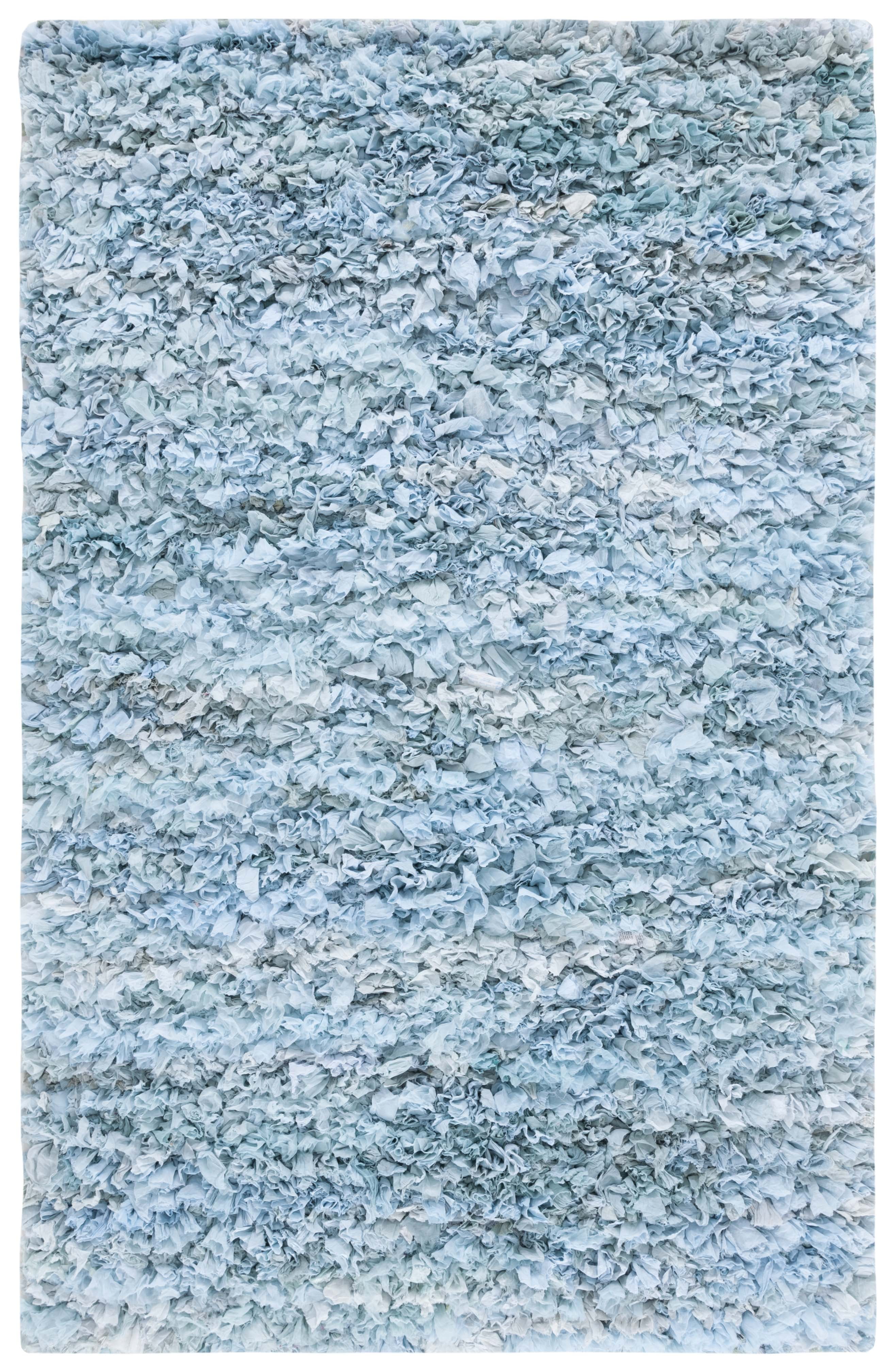 SAFAVIEH Rio Dallas Geometric Polyester Shag Area Rug, Sky, 5' x 8'