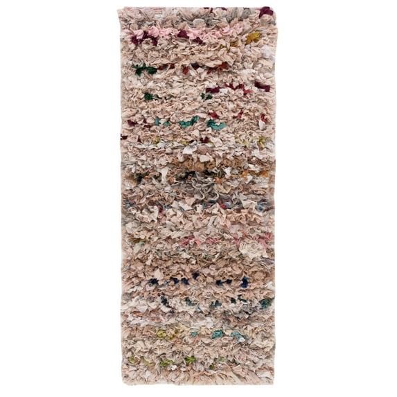 SAFAVIEH Rio Dallas Geometric Polyester Shag Runner Rug, Blush, 2'3" x 6'