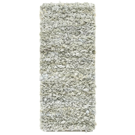 SAFAVIEH Rio Dallas Geometric Polyester Shag Runner Rug, Light Green, 2'3" x 6'