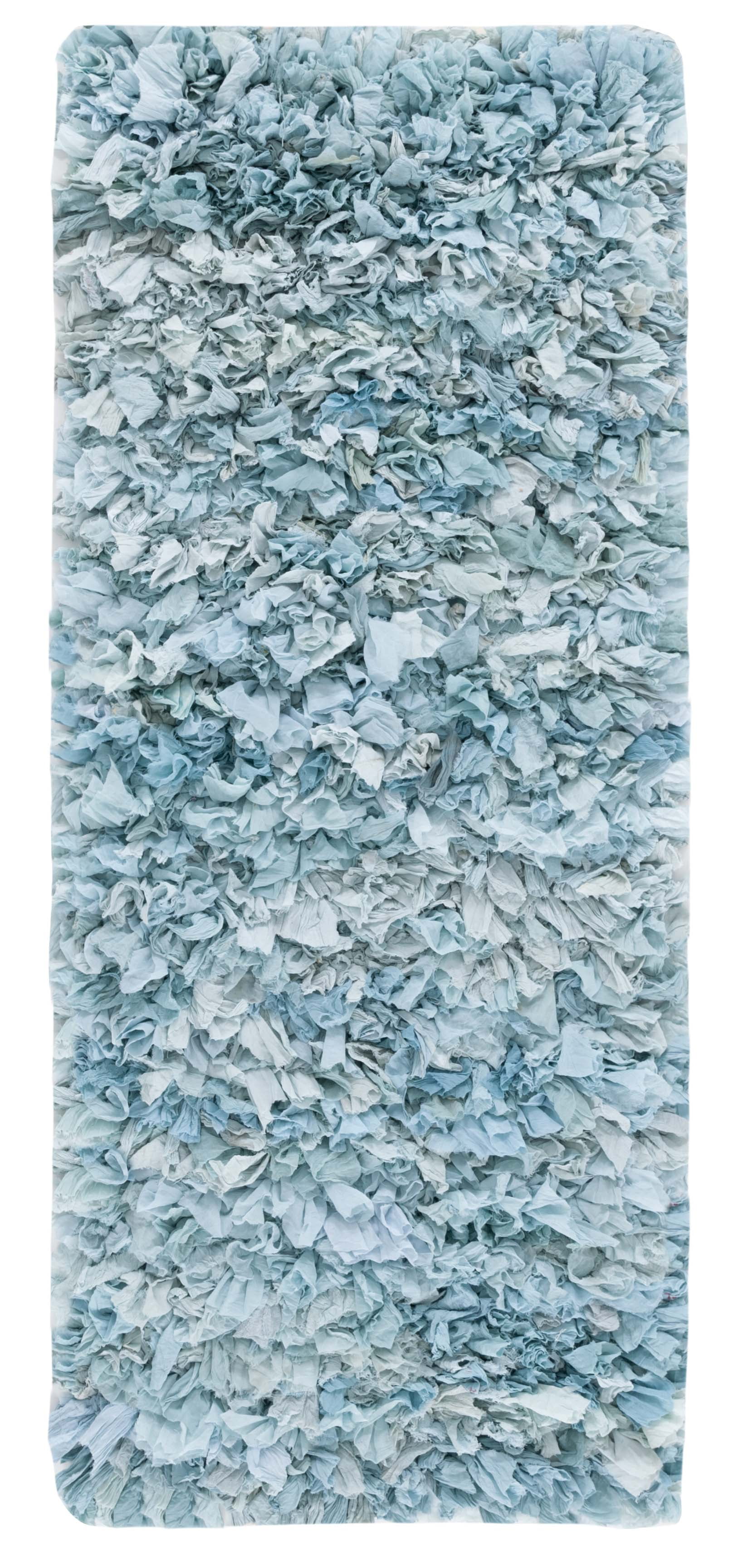 SAFAVIEH Rio Dallas Geometric Polyester Shag Runner Rug, Sky, 2'3" x 6'