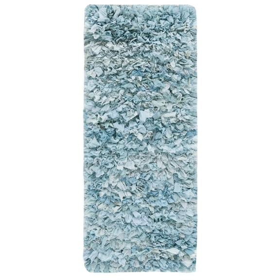 SAFAVIEH Rio Dallas Geometric Polyester Shag Runner Rug, Sky, 2'3" x 6'