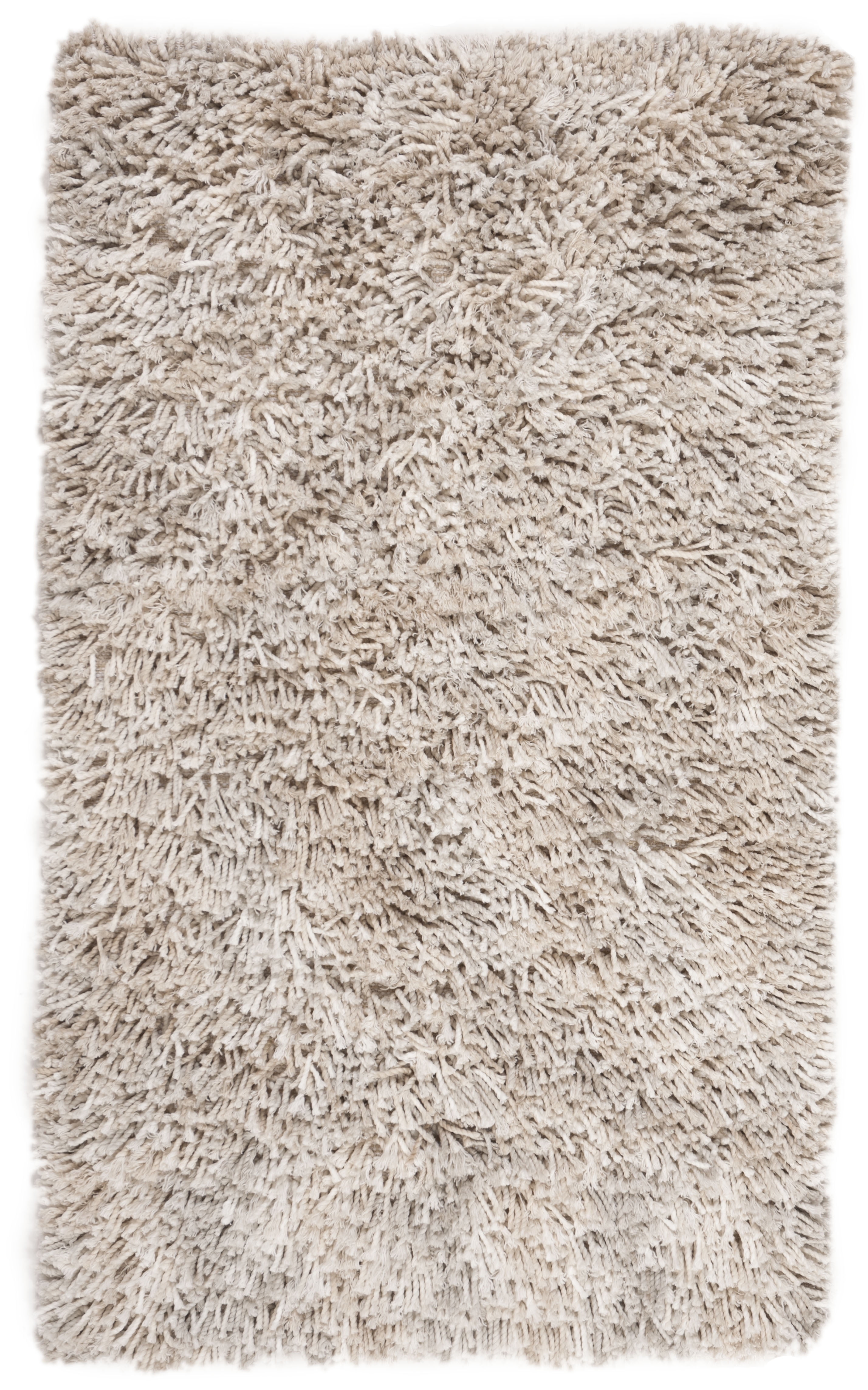 Beige/Ivory 3' x 5' Handmade Reversible Shag Area Rug