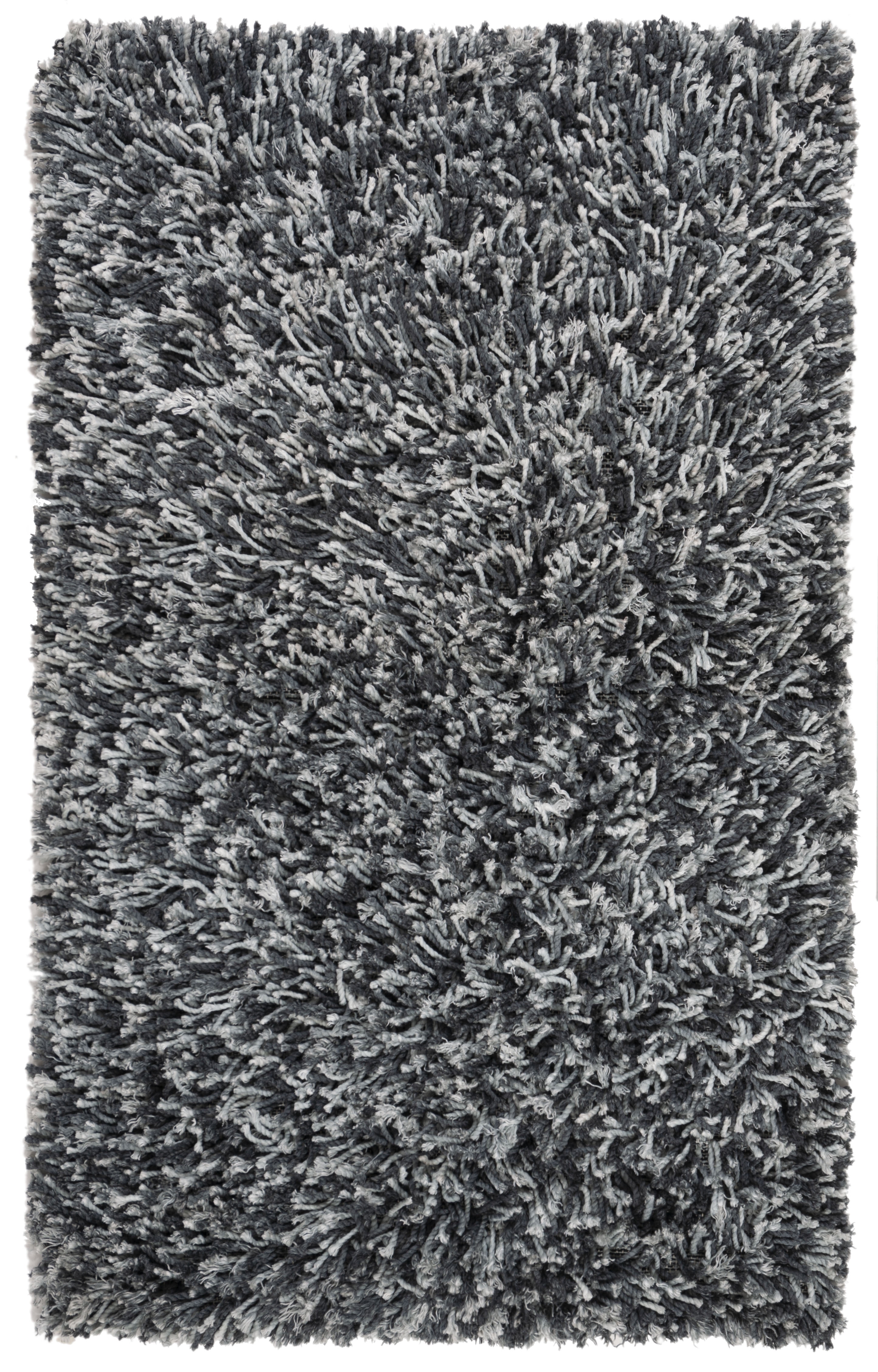 SAFAVIEH Rio Kynaston Solid Polyester Shag Area Rug, Black/Ivory, 2'6" x 4'