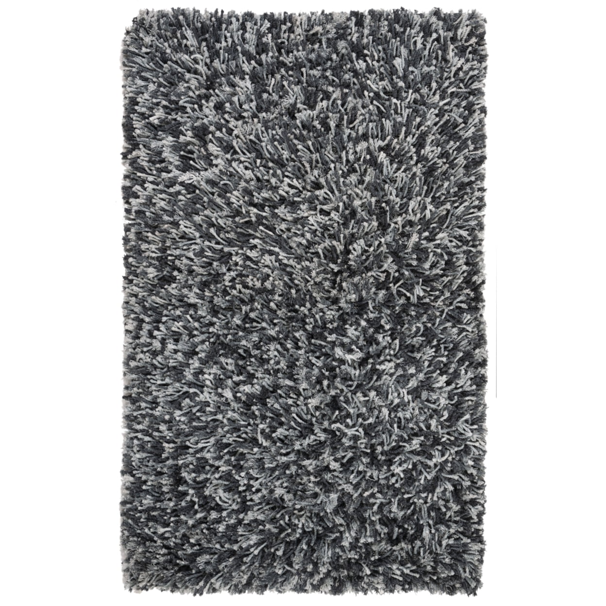 SAFAVIEH Rio Kynaston Solid Polyester Shag Area Rug, Black/Ivory, 3' x 5'