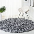thumbnail image 1 of SAFAVIEH Rio Kynaston Solid Polyester Shag Area Rug, Black/Ivory, 6' x 6' Round, 1 of 5