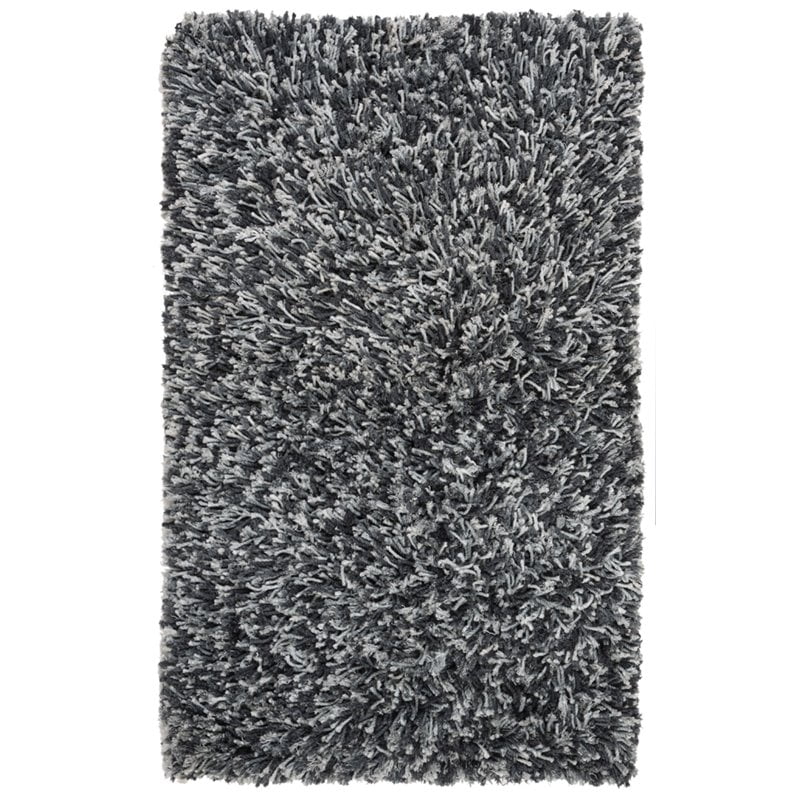 Handmade Black and Ivory Tufted Shag Rug, 8' x 10'