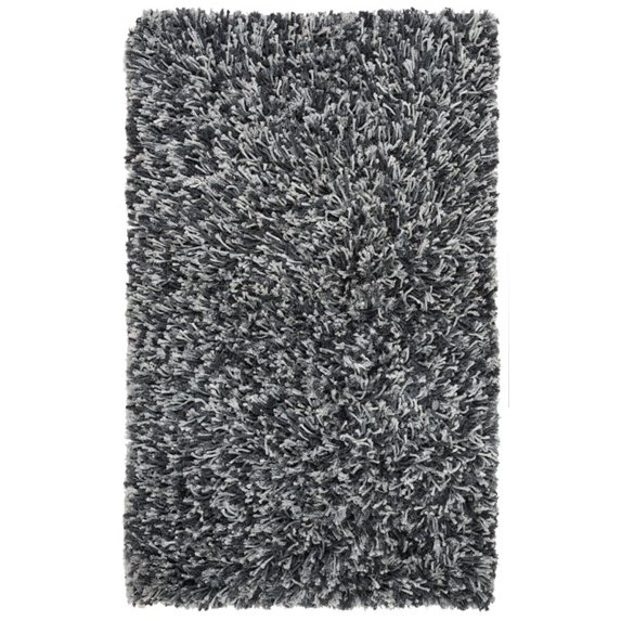 SAFAVIEH Rio Kynaston Solid Polyester Shag Area Rug, Black/Ivory, 8' x 10'