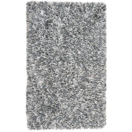 SAFAVIEH Rio Kynaston Solid Polyester Shag Area Rug, Grey/Ivory, 2'6" x 4'