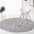 thumbnail image 1 of SAFAVIEH Rio Kynaston Solid Polyester Shag Area Rug, Grey/Ivory, 6' x 6' Round, 1 of 8