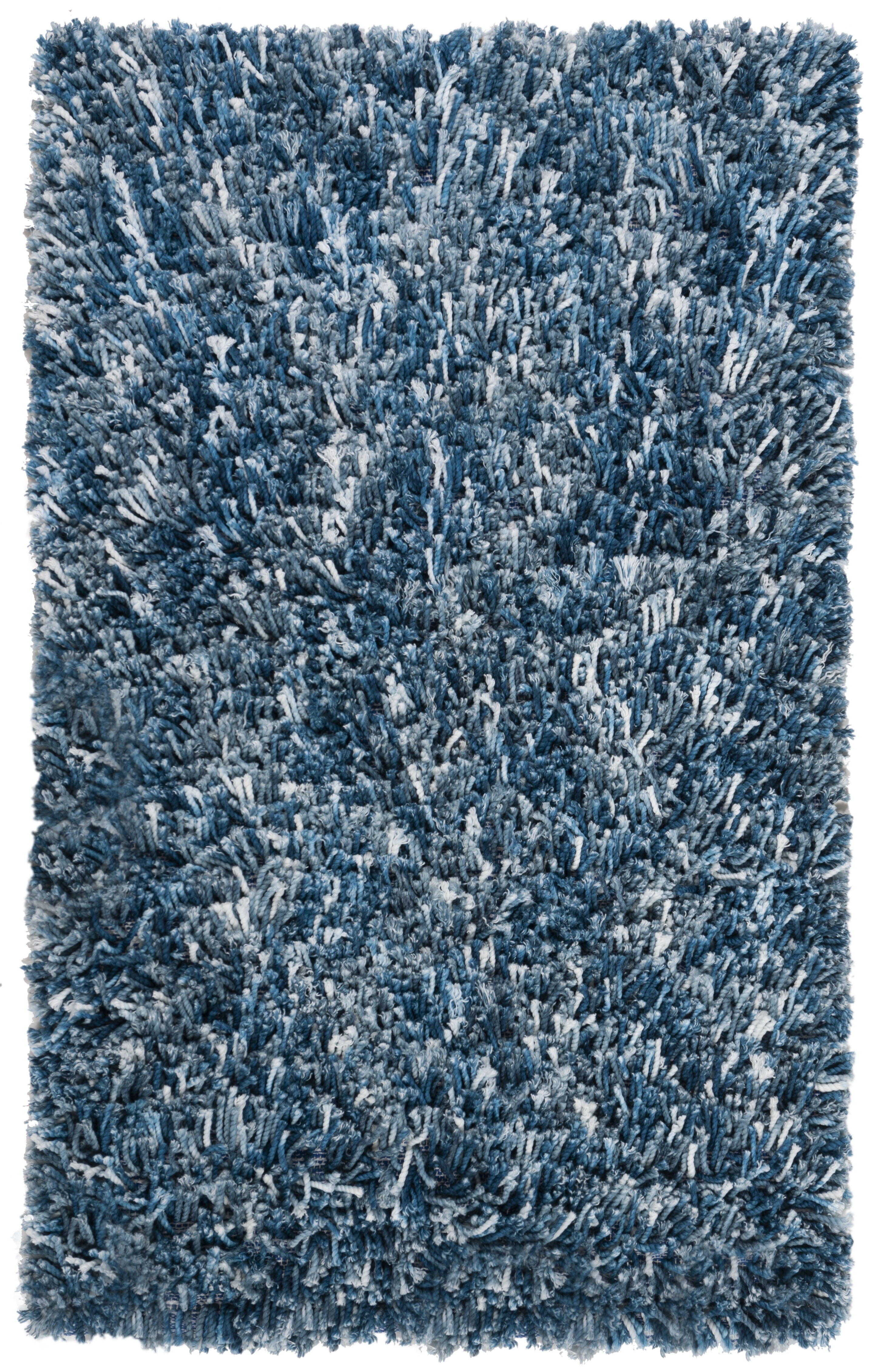 SAFAVIEH Rio Kynaston Solid Polyester Shag Area Rug, Navy/Ivory, 2'6" x 4'
