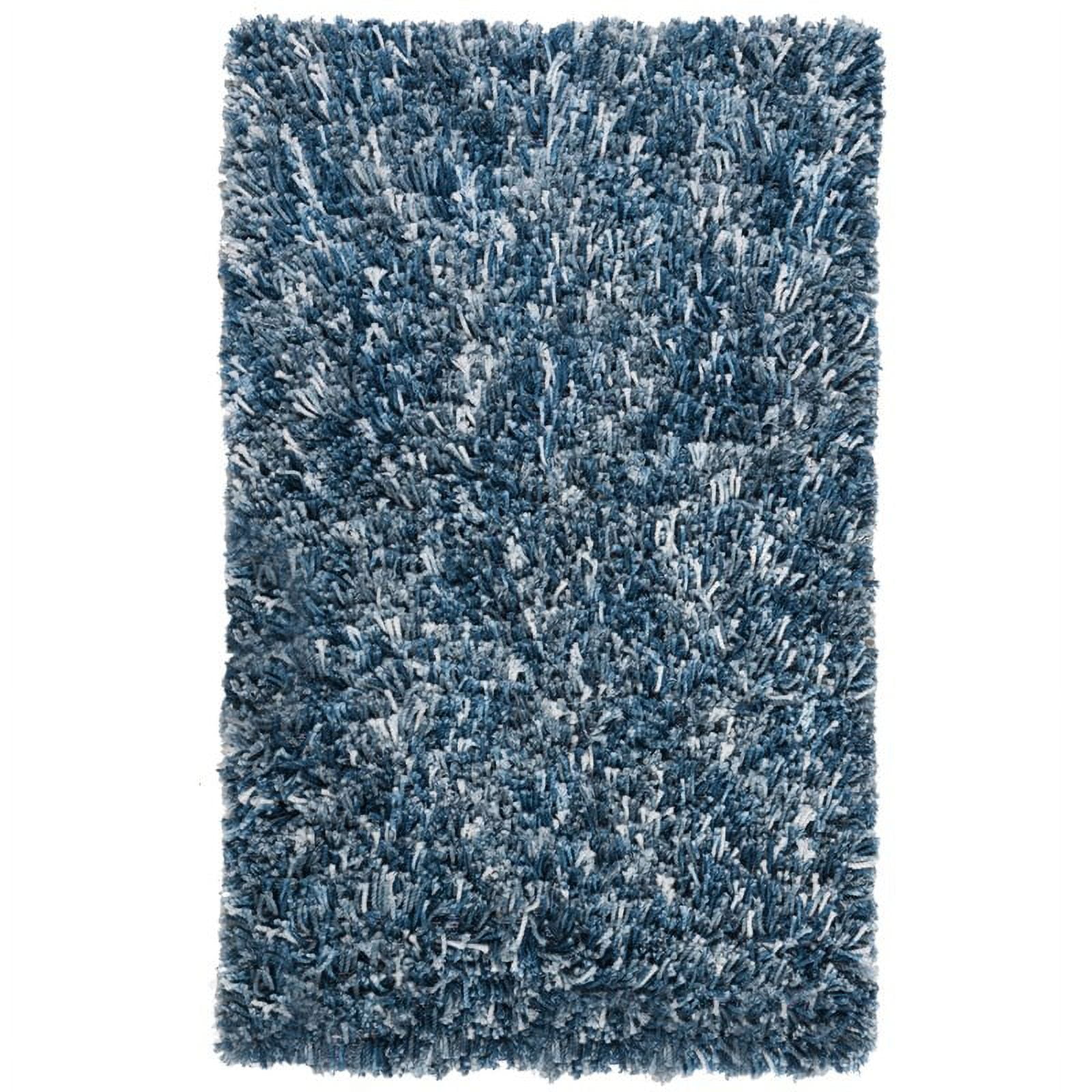 Navy and Ivory 8' x 10' Handmade Tufted Shag Area Rug