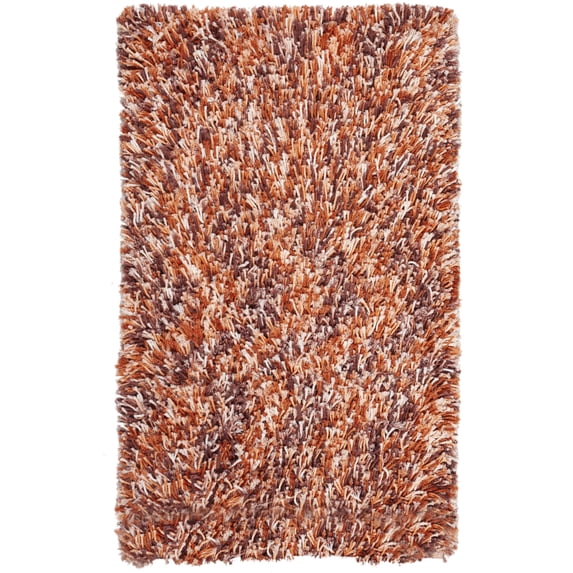 SAFAVIEH Rio Kynaston Solid Polyester Shag Area Rug, Rust/Ivory, 3' x 5'