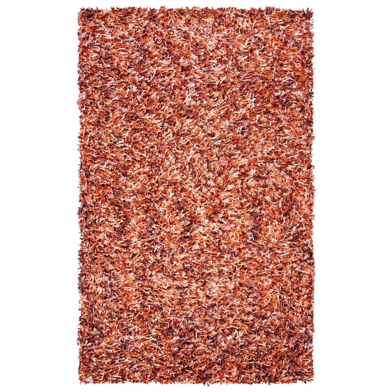SAFAVIEH Rio Kynaston Solid Polyester Shag Area Rug, Rust/Ivory, 4' x 6'
