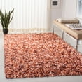 thumbnail image 1 of SAFAVIEH Rio Kynaston Solid Polyester Shag Area Rug, Rust/Ivory, 6' x 6' Square, 1 of 9