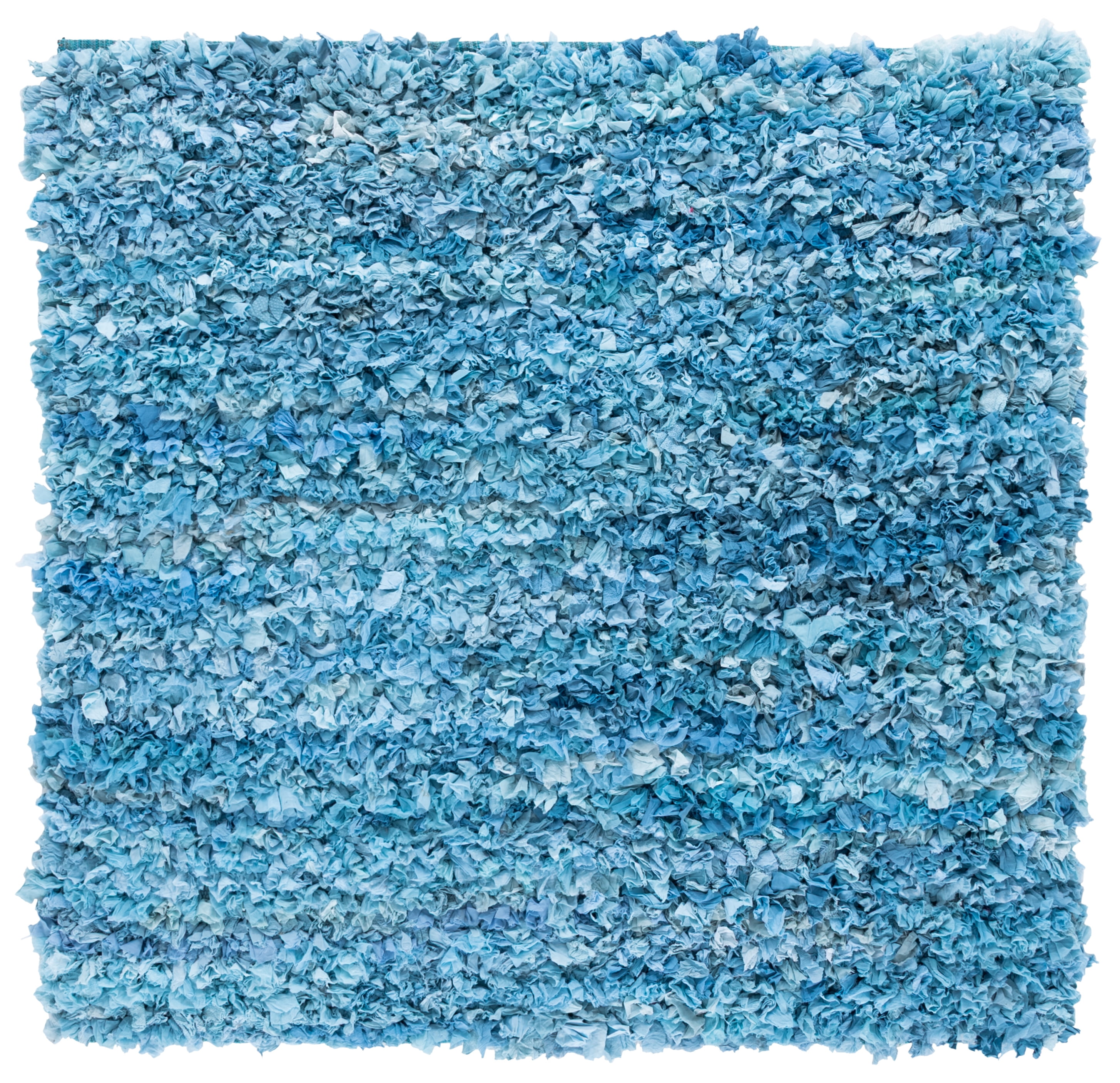SAFAVIEH Rio Dallas Geometric Polyester Shag Area Rug, Sky, 6' x 6' Square