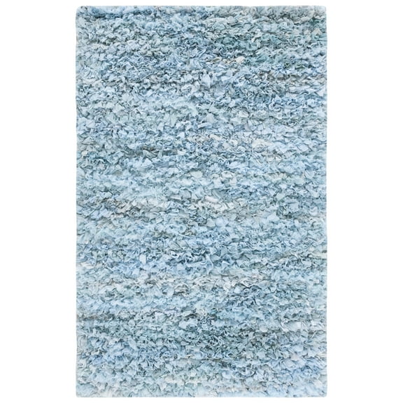 SAFAVIEH Rio Dallas Geometric Polyester Shag Area Rug, Sky, 8' x 10'