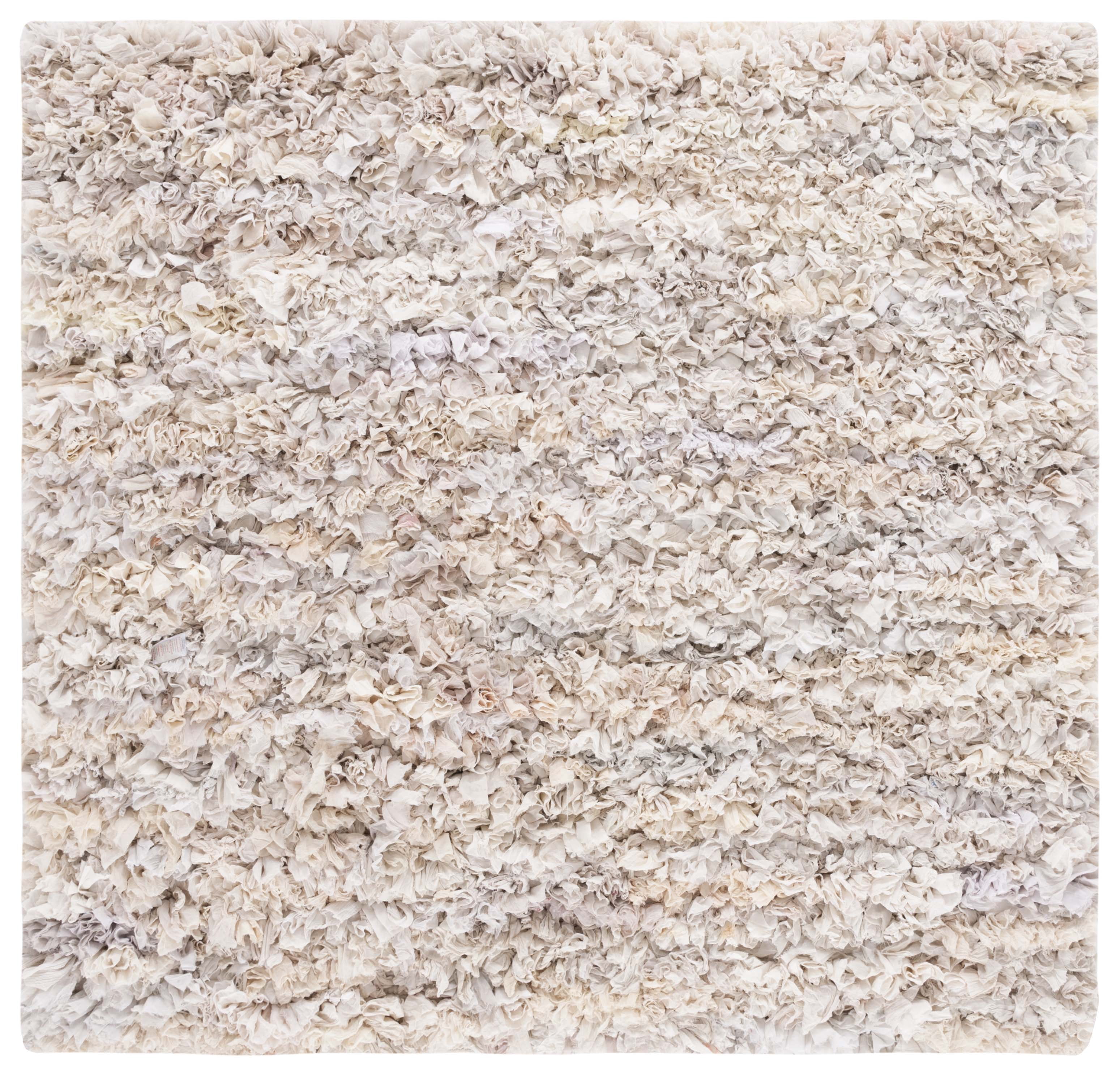 SAFAVIEH Rio Dallas Geometric Polyester Shag Area Rug, Creme, 6' x 6' Square