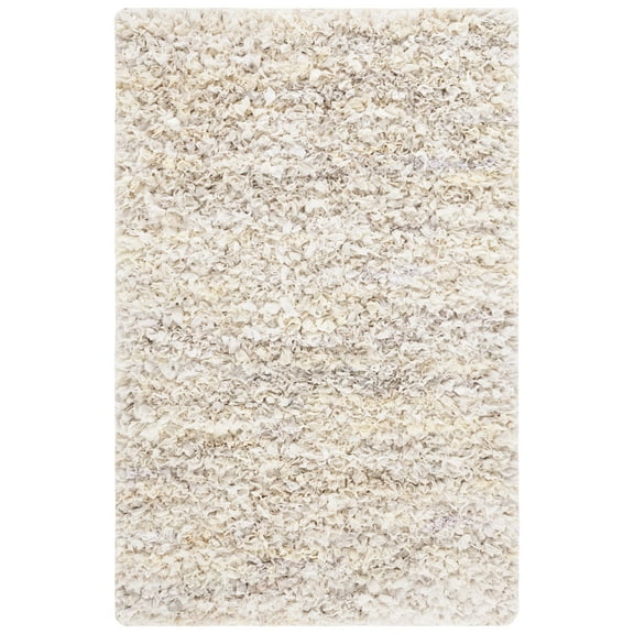 SAFAVIEH Rio Dallas Geometric Polyester Shag Area Rug, Creme, 8' x 10'