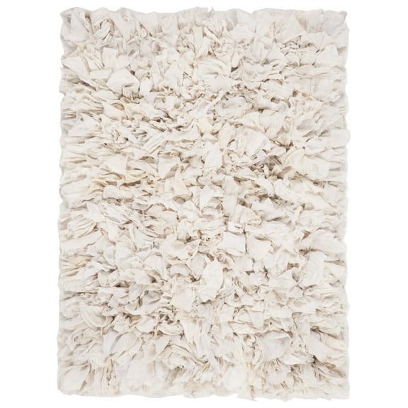 SAFAVIEH Rio Dallas Geometric Polyester Shag Area Rug, Creme, 3' x 5'