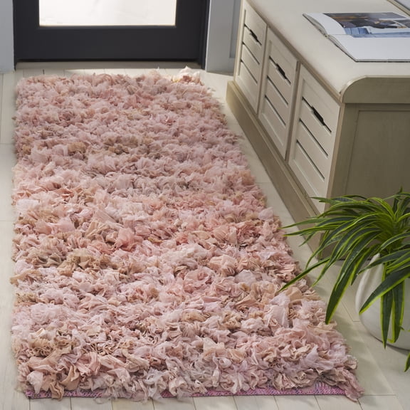 Safavieh Rio Dallas Geometric Polyester Shag Runner Rug, Light Pink, 2'3" x 6'
