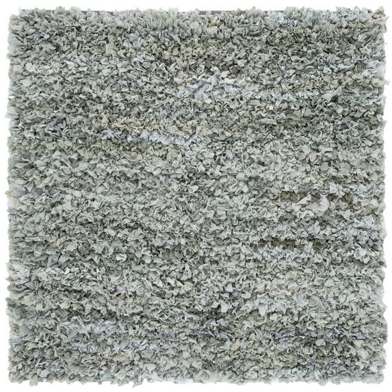 SAFAVIEH Rio Dallas Geometric Polyester Shag Area Rug, Light Green, 6' x 6' Square