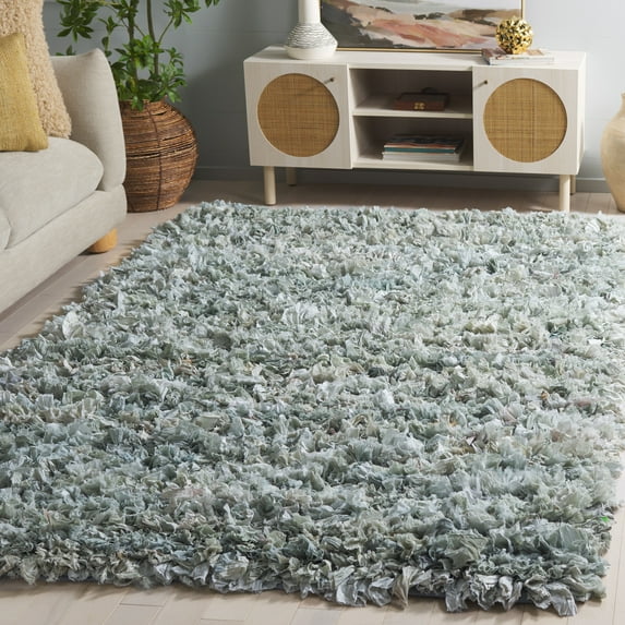 Safavieh Rio Dallas Geometric Polyester Shag Area Rug, Light Green, 3' x 5'