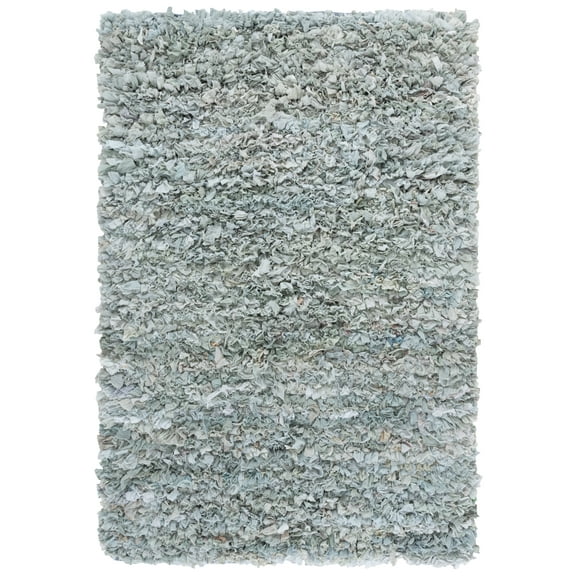 SAFAVIEH Rio Dallas Geometric Polyester Shag Area Rug, Light Green, 4' x 6'