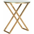 thumbnail image 1 of SAFAVIEH Riona 23 in. H Round Top Cross Legs Accent Table, Gold/White Glass, 1 of 2