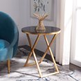 thumbnail image 1 of SAFAVIEH Riona Contemporary Round Glass Accent Table, Gold/Black, 1 of 8
