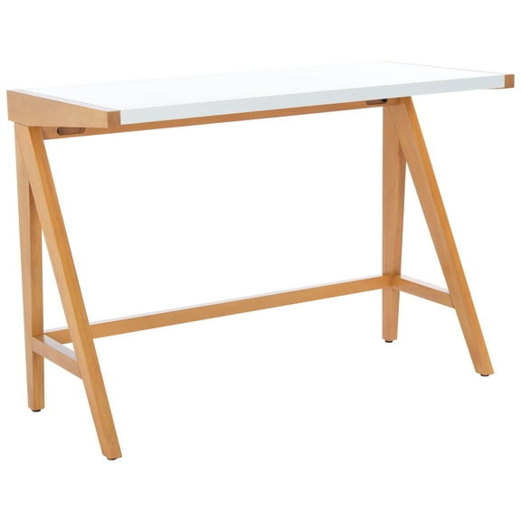 SAFAVIEH Ripley Solid Classic Modern Glam Writing Desk, Oak/White