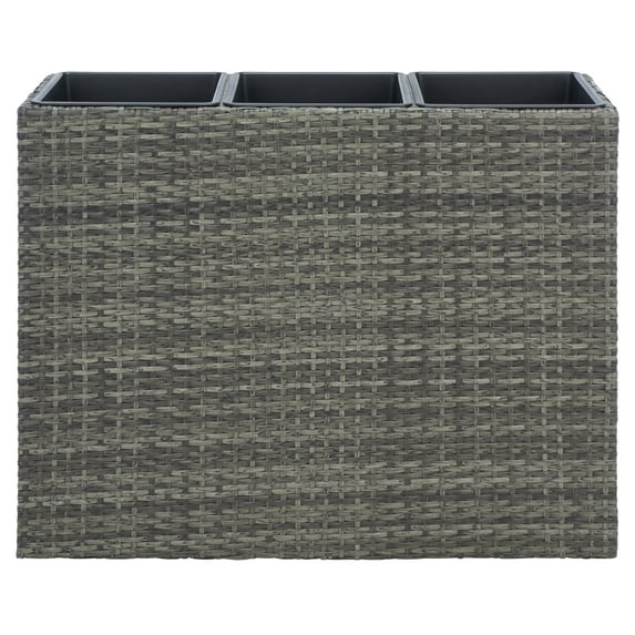 SAFAVIEH Rita Solid Glam Wicker Patio 3-Pot Flower Rack, Grey Brown