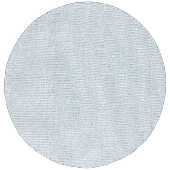 SAFAVIEH River Randa Solid Polyester Area Rug, Blue/Ivory, 6'7" x 6'7" Round