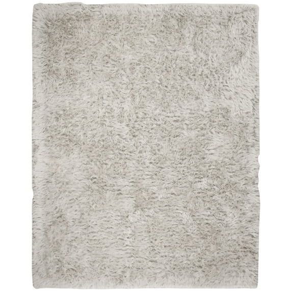 SAFAVIEH Riviera Comgan Solid Plush Polyester Shag Area Rug, Light Grey, 8' x 10'