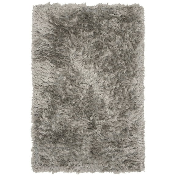 SAFAVIEH Riviera Comgan Solid Plush Polyester Shag Area Rug, Silver, 3' x 5'
