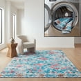 thumbnail image 1 of SAFAVIEH Riviera Dzvezda Abstract Polyester Machine Washable Area Rug, Light Blue/Pink, 9' x 12', 1 of 13