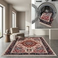 thumbnail image 1 of SAFAVIEH Riviera Ellie Medallion Polyester Machine Washable Area Rug, Ivory/Blue, 6'7" x 6'7" Square, 1 of 13