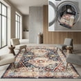 thumbnail image 1 of SAFAVIEH Riviera Jacob Oriental Polyester Machine Washable Area Rug, Charcoal/Gold, 4'5" x 6', 1 of 13