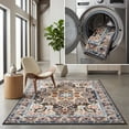 thumbnail image 1 of SAFAVIEH Riviera Ulysses Medallion Polyester Machine Washable Area Rug, Beige/Charcoal, 5'5" x 7'7", 1 of 13