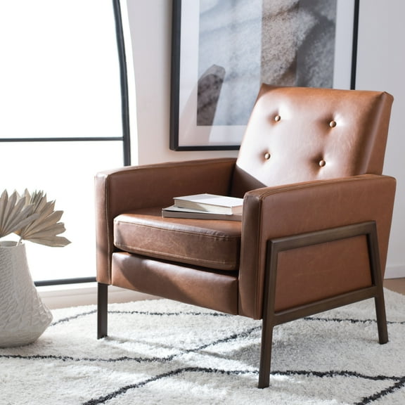 SAFAVIEH Roald Solid Glam Sofa Accent Chair, Light Brown