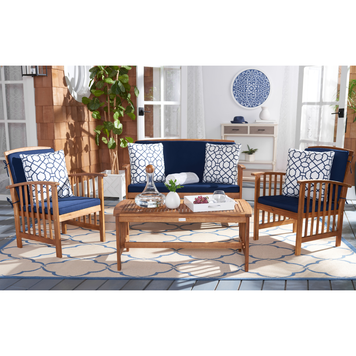 Mainstays Tuscany Ridge 4 Piece Conversation Set, Blue