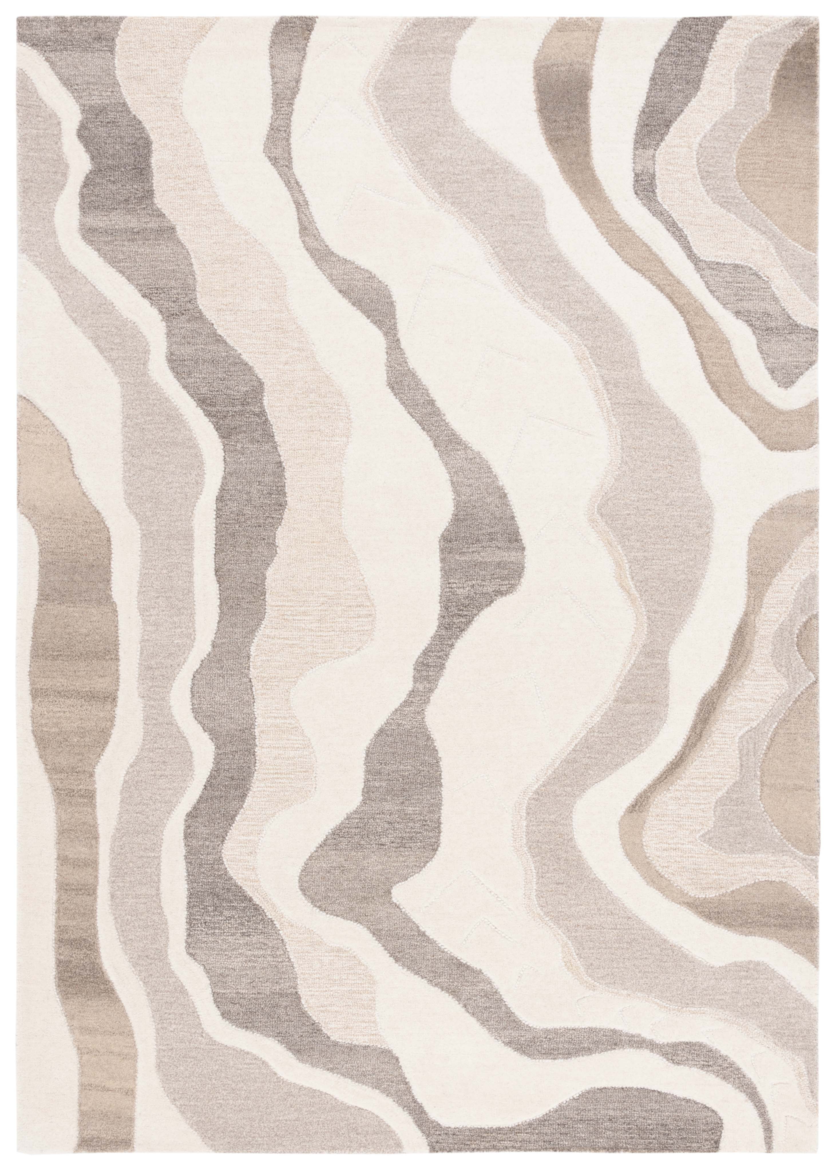 SAFAVIEH Rodeo Camillo Abstract Wool Area Rug, Ivory/Gray, 5' x 8'