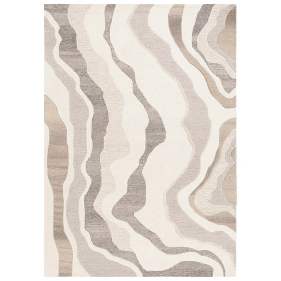 SAFAVIEH Rodeo Camillo Abstract Wool Area Rug, Ivory/Gray, 5' x 8'