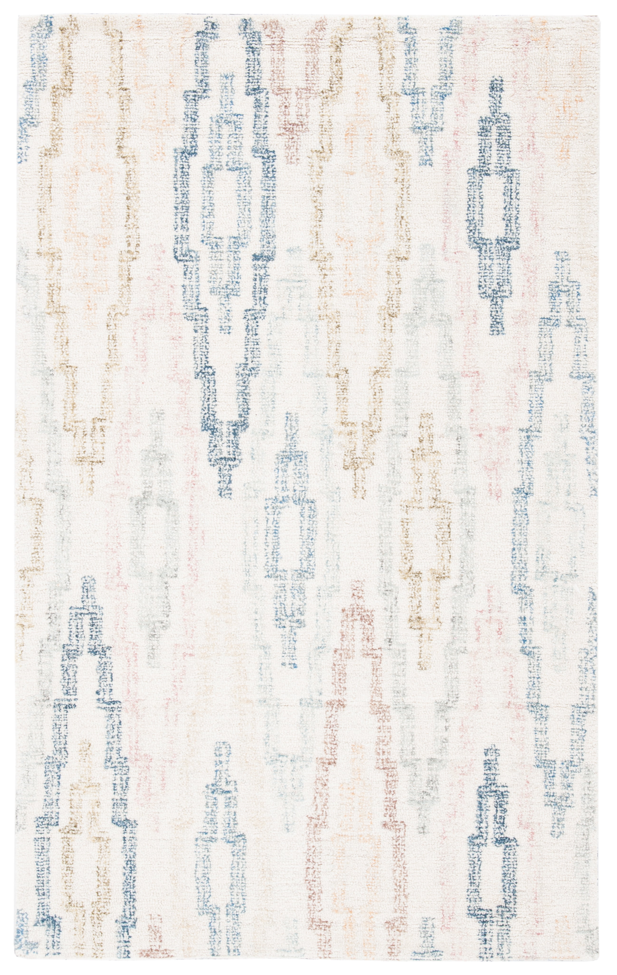 Bryanne Ivory and Blue Hand-Tufted Wool Area Rug, 4' x 6'