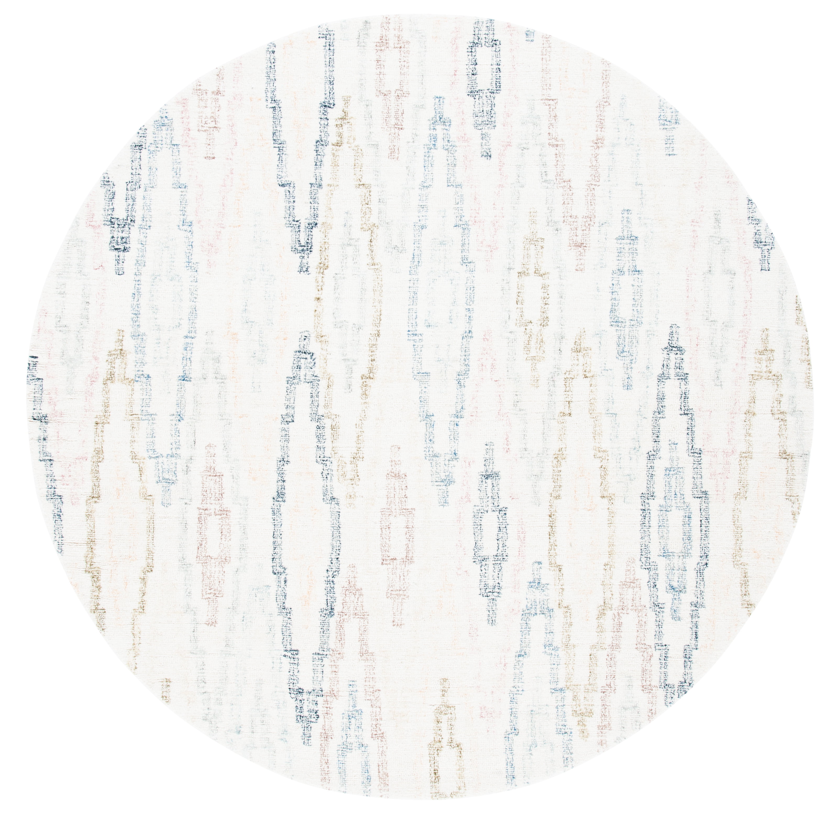 SAFAVIEH Rodeo Drive Bryanne Geometric Area Rug, Ivory/Blue, 6' x 6' Round