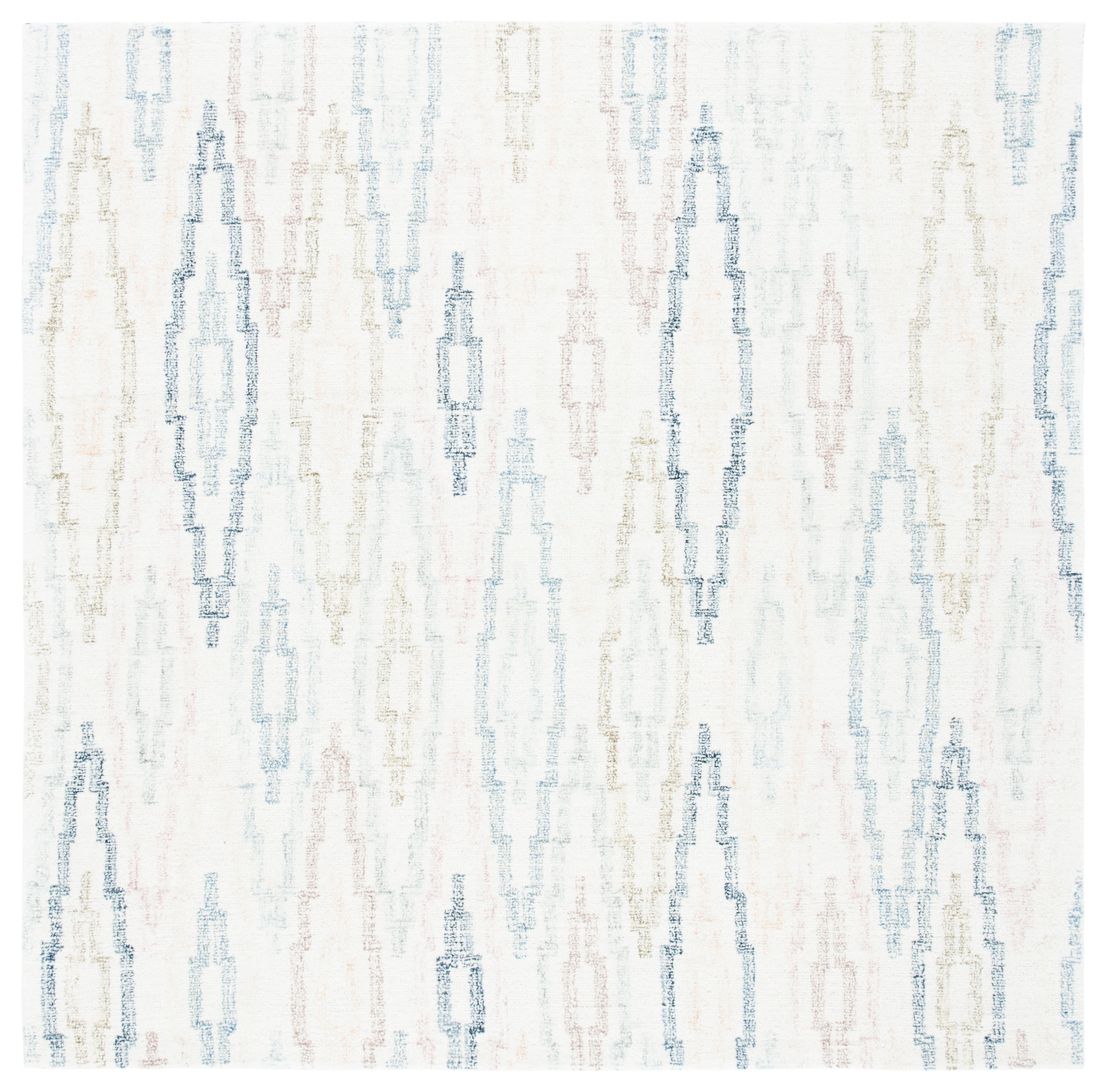 SAFAVIEH Rodeo Drive Bryanne Geometric Area Rug, Ivory/Blue, 6' x 6' Square